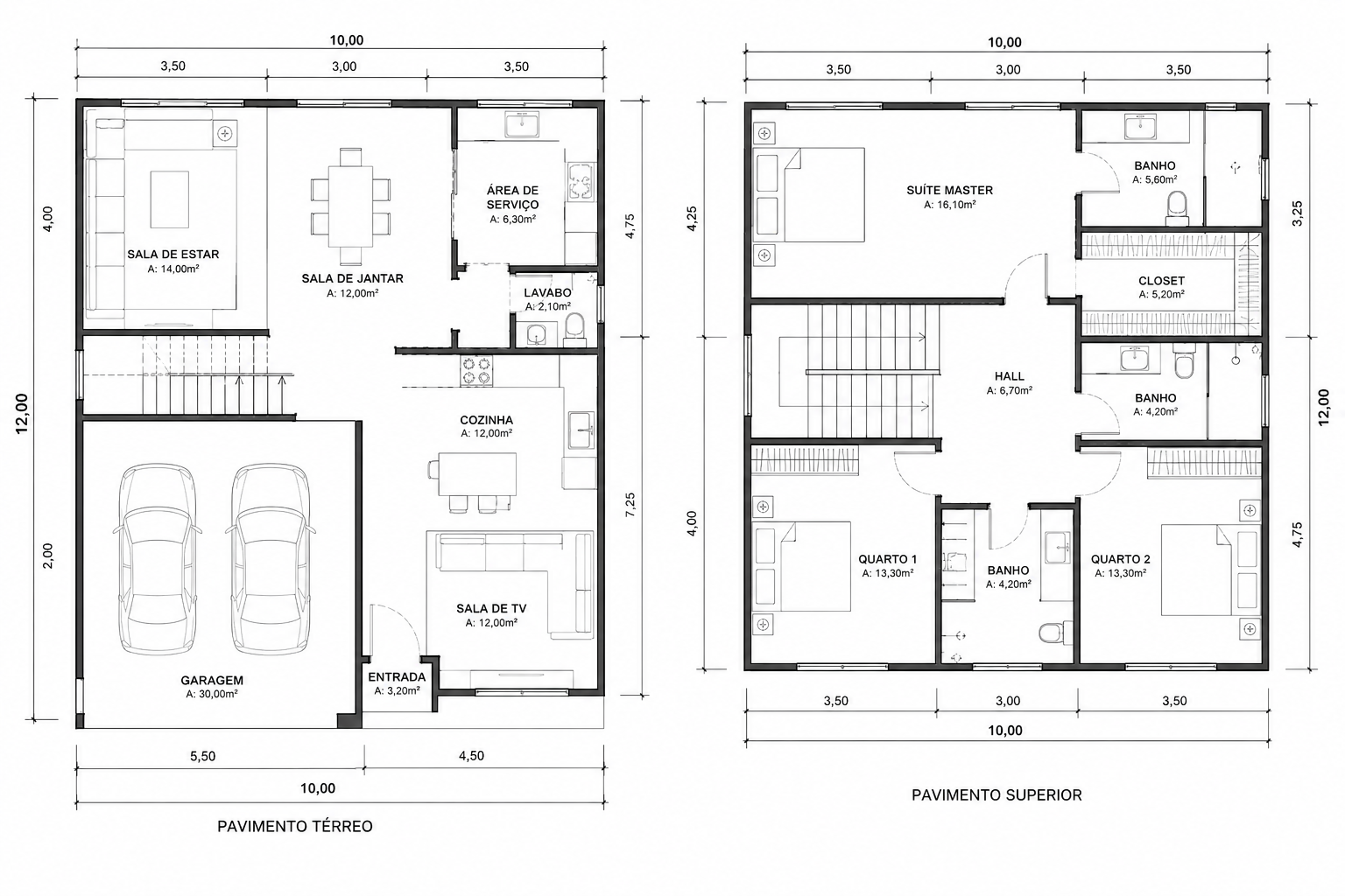Planta baixa técnica 2D da casa